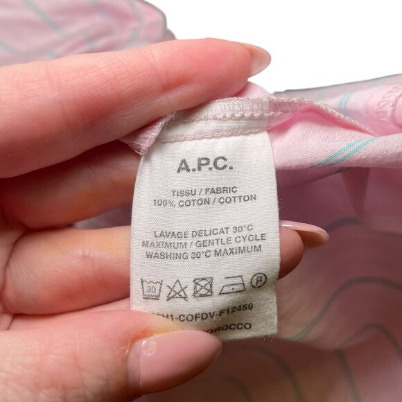 APC Pink Striped Cotton Boyfriend Shirt L US 40 EU NWT $225 - Picture 2 of 6